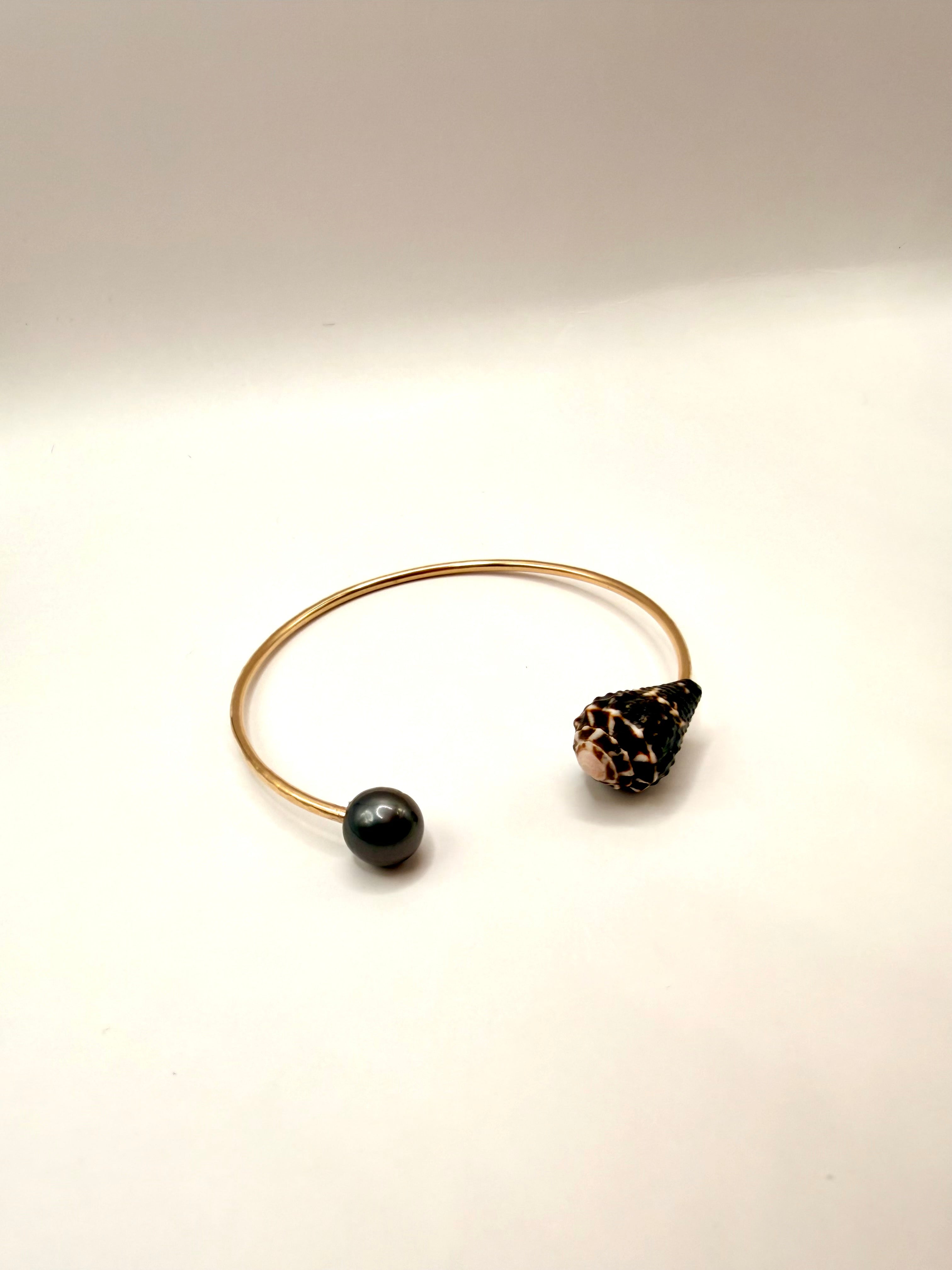 Tahitian Pearl & Chaldean Cuff- Size 6.25