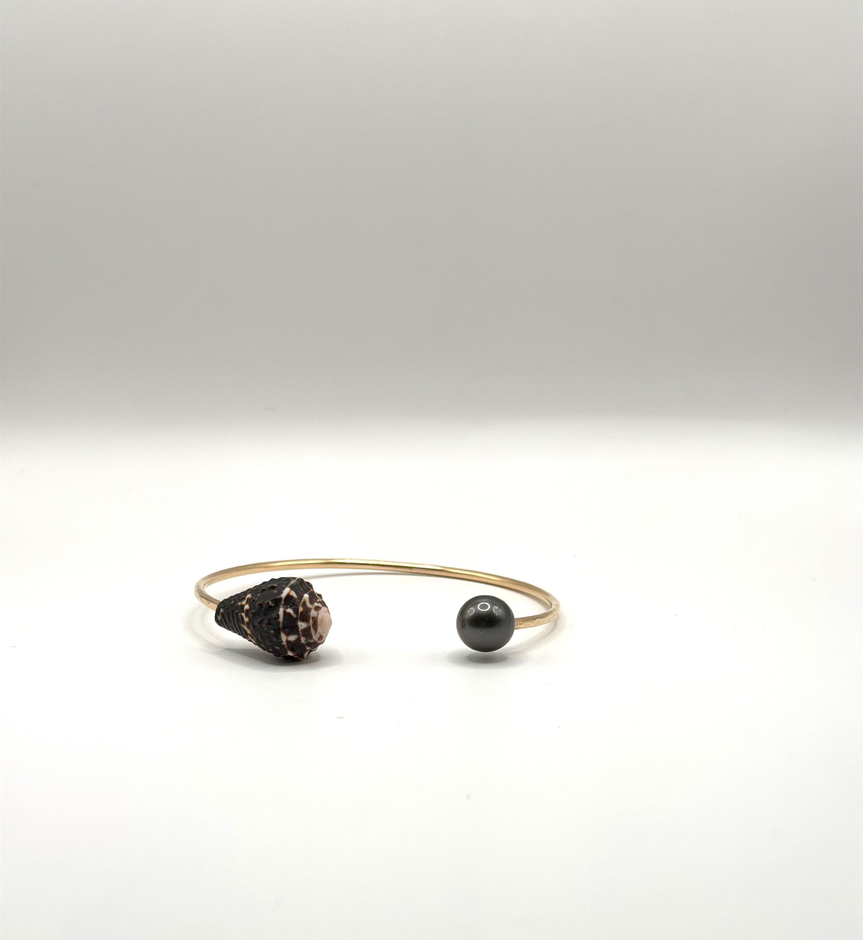 Tahitian Pearl & Chaldean Cuff- Size 6.25